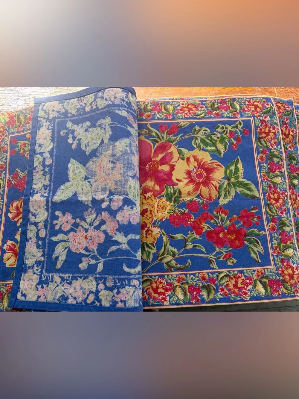 Blue Floral Cotton Placemats